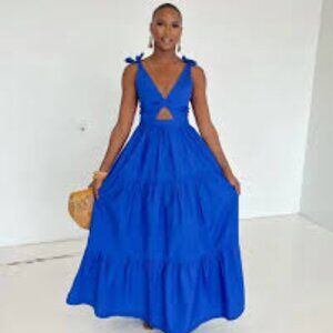 Forever Amelia Ivanna Maxi Vacation Dress blue sz UK 16/ US 12